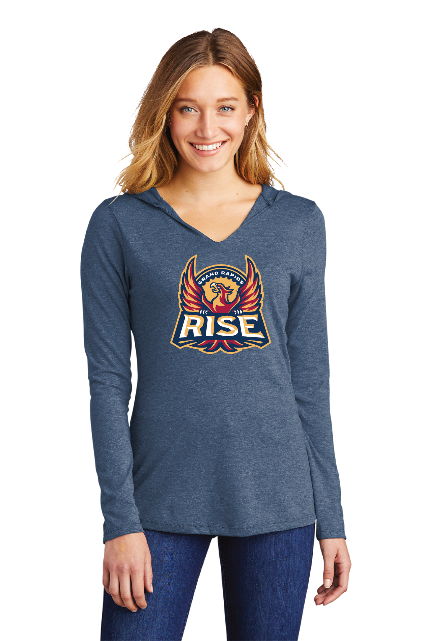 Ladies Navy Frost Hooded Tee